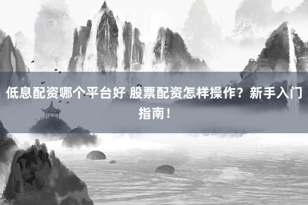 低息配资哪个平台好 股票配资怎样操作？新手入门指南！